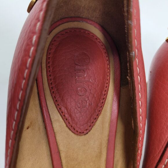 Chloe Italy Red High heel Pump EU Sz 38 US 7.5 UK 5 Style CH19165 Retail $690+ - Picture 5 of 8